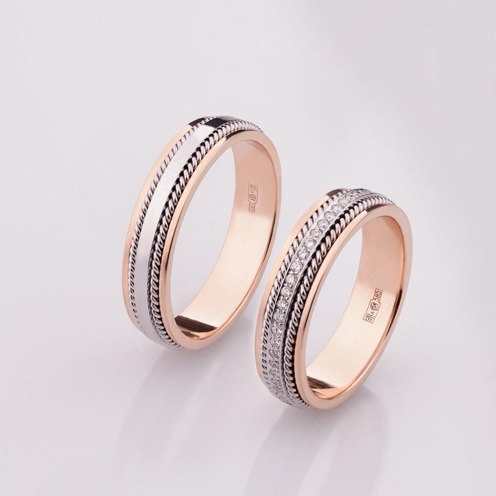 Двухсплавное обручальное кольцо из красного и белого золота 430-000-406 