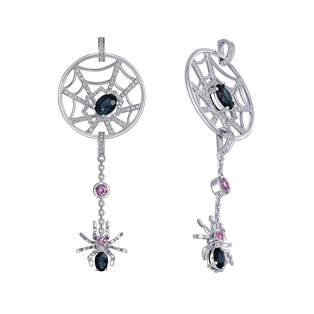 Подвеска из белого золота с бриллинтами и сапфирами 924901С