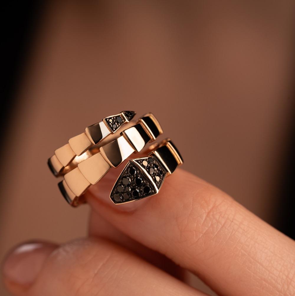 Кольцо с черными бриллиантами 911598ЧБ