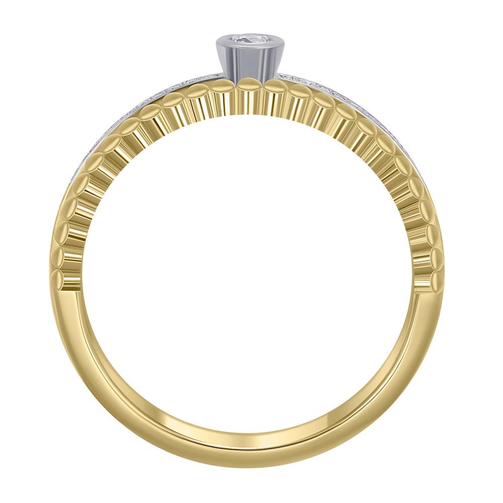 Кольцо из желтого и белого золота с дорожкой бриллиантов 931973Б