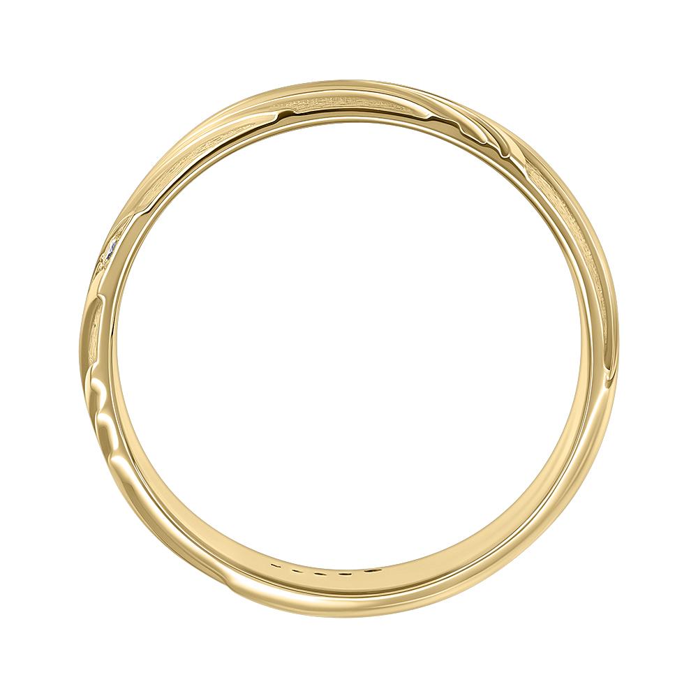 Фактурное кольцо из желтого золота с бриллиантами 931742Б