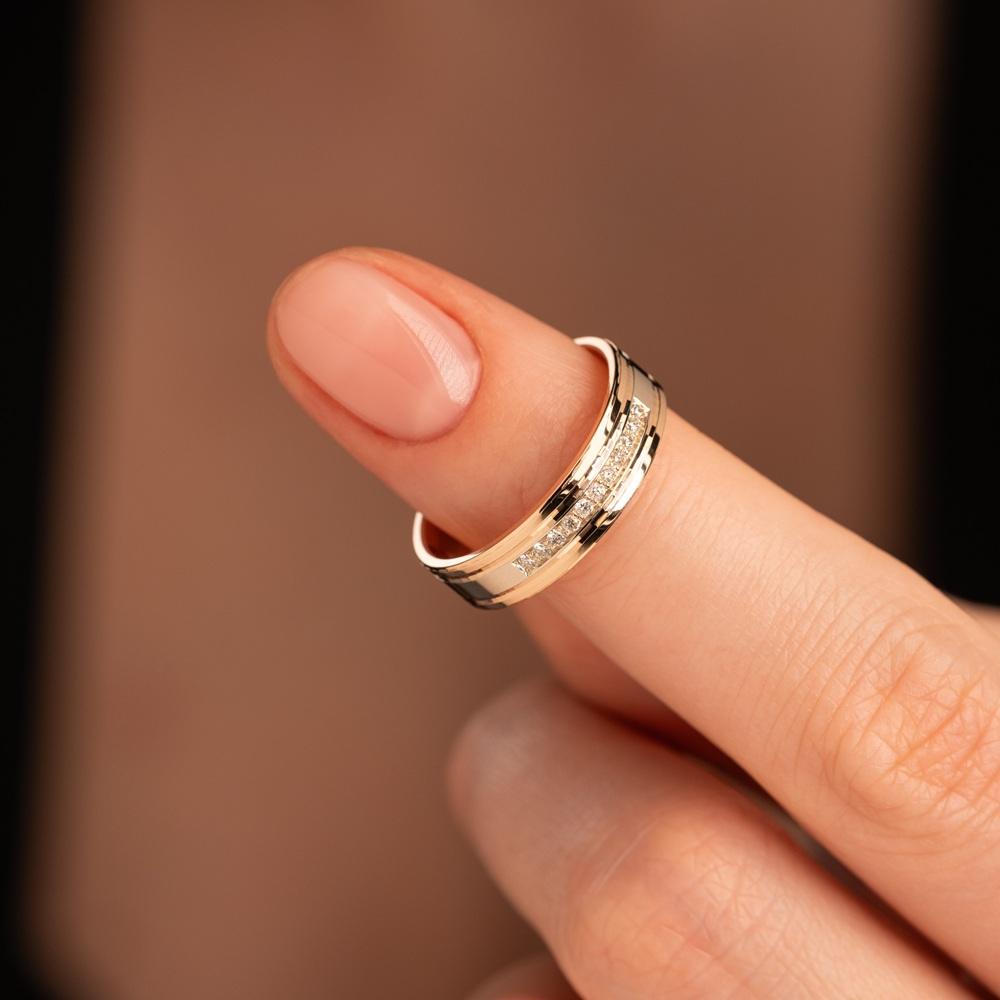 Обручальное двухсплавное кольцо (синтеринг) с бриллиантами 452-110-992