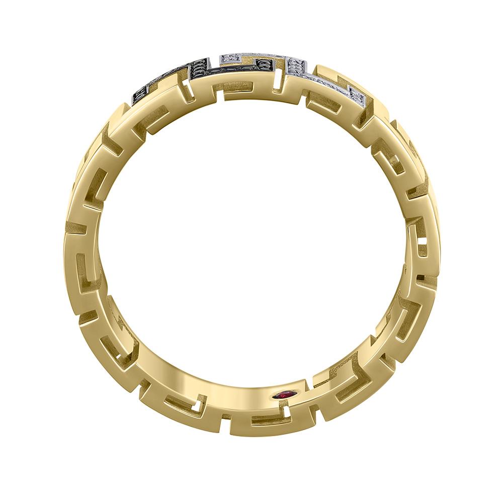 Эксклюзивное кольцо с черными и белыми бриллиантами 931980ЧБ