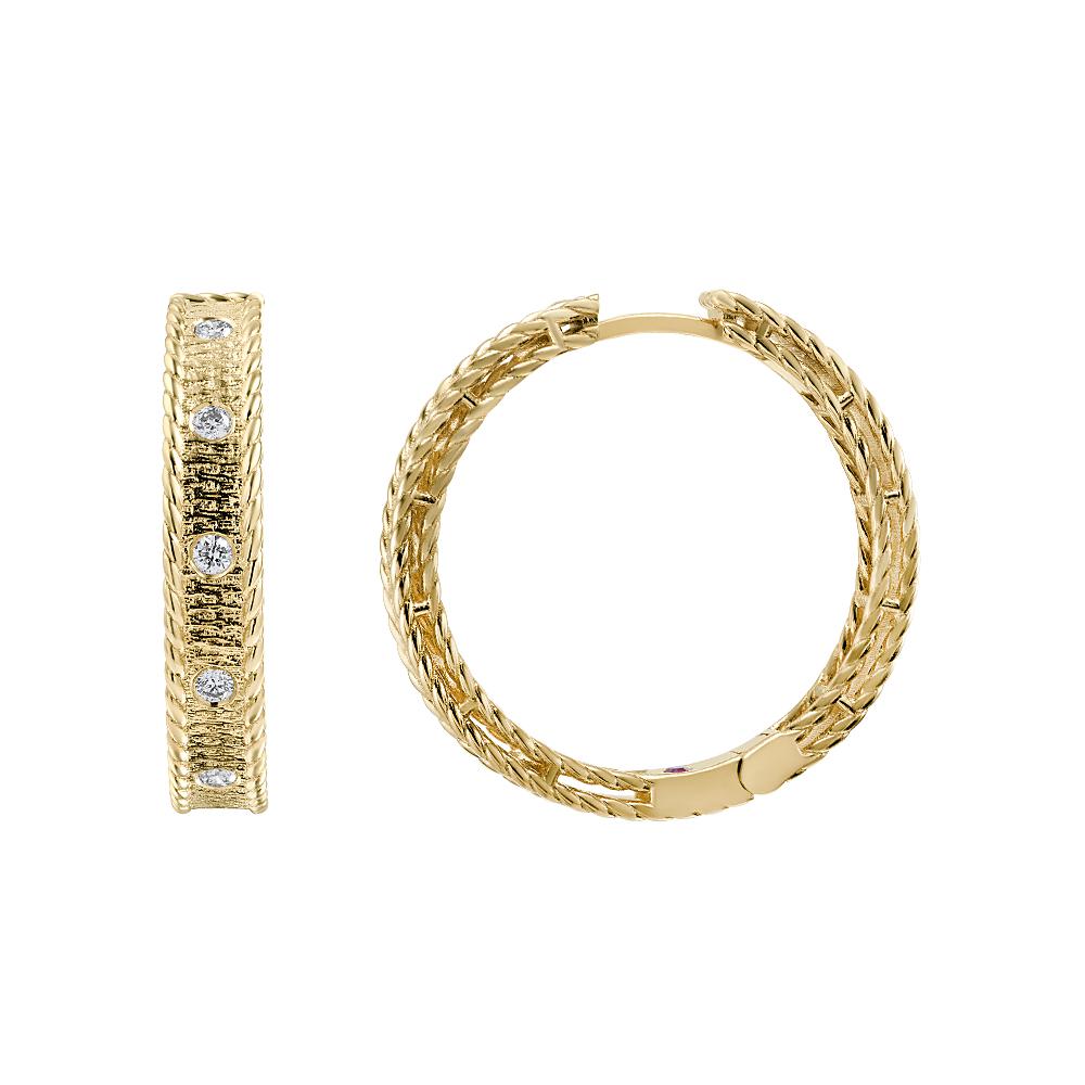 Серьги из желтого золота 585 пробы с бриллиантами 932821Б