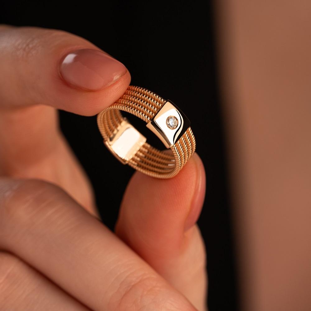 Кольцо из красного золота с бриллиантом 911465Б