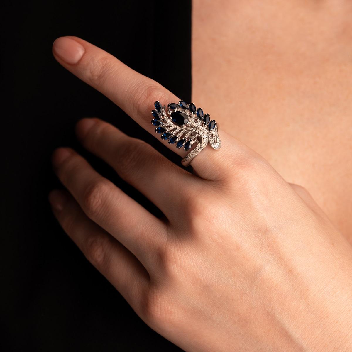 Кольцо с сапфирами и бриллиантами 921908С