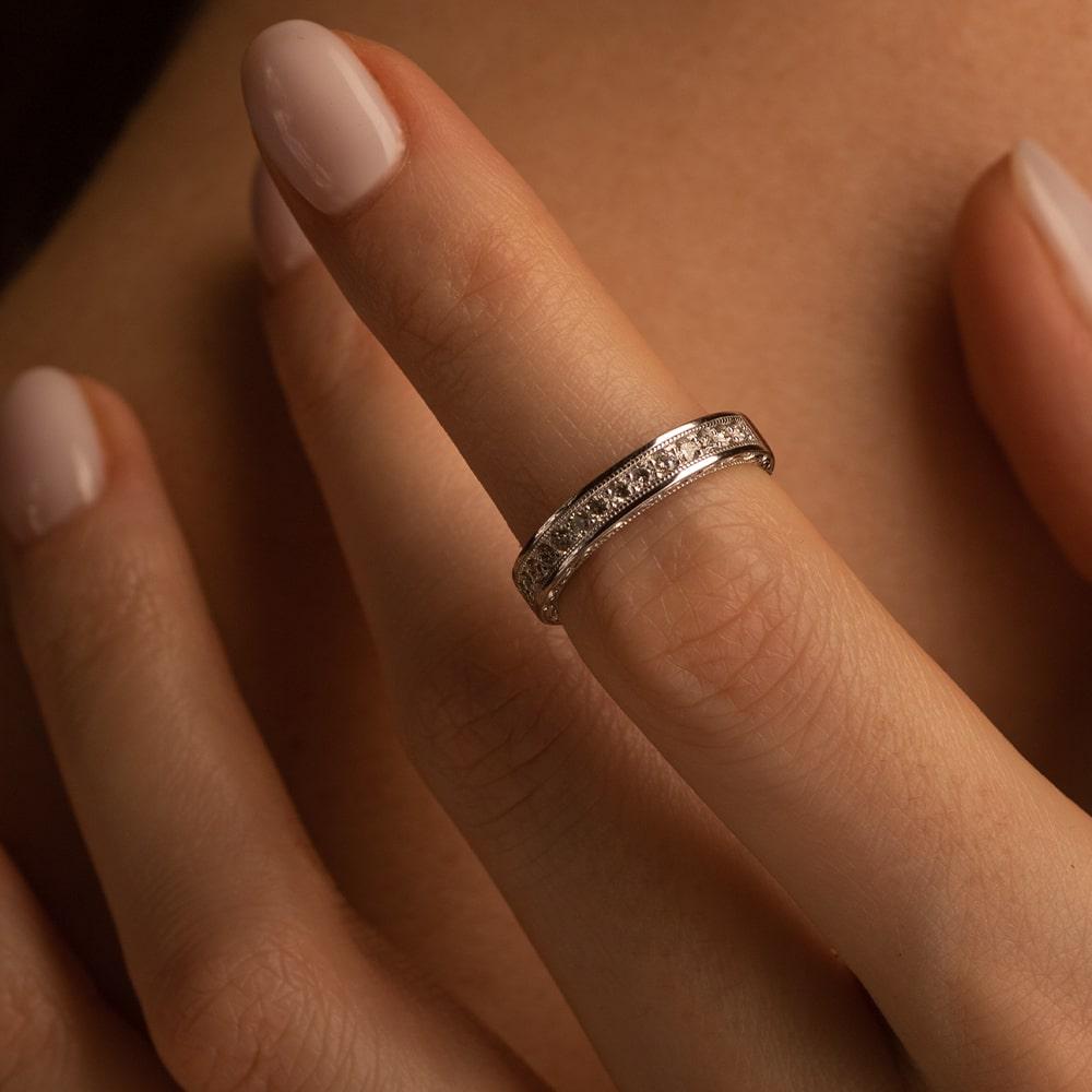 Кольцо из белого золота 585 пробы с бриллиантами 921652Б