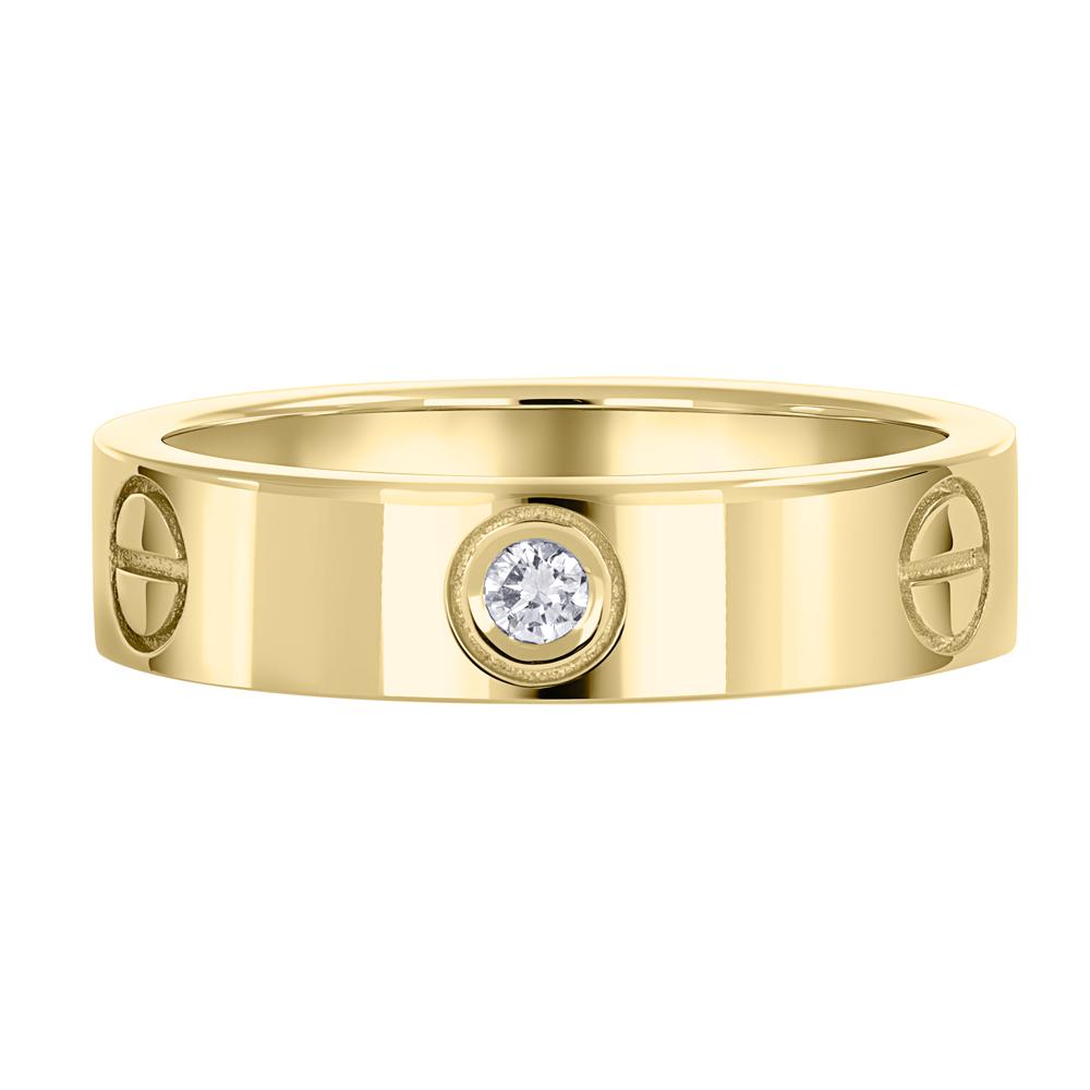 Кольцо с тиснением в виде винтов и бриллиантом 931553Б