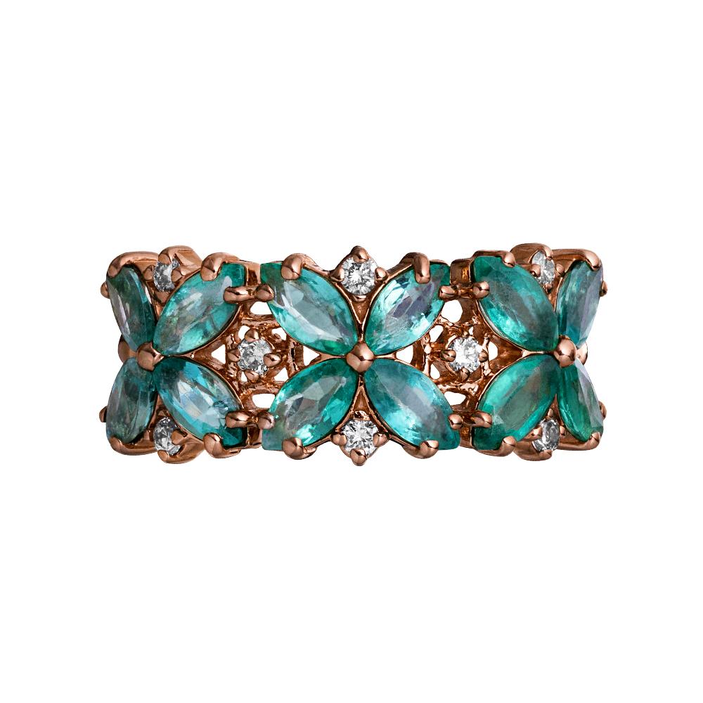 Кольцо из золота с изумрудами 911141И