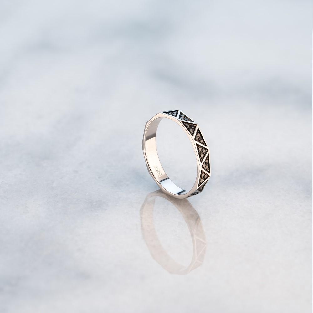 Обручальное кольцо из белого золота 921882ЧБ