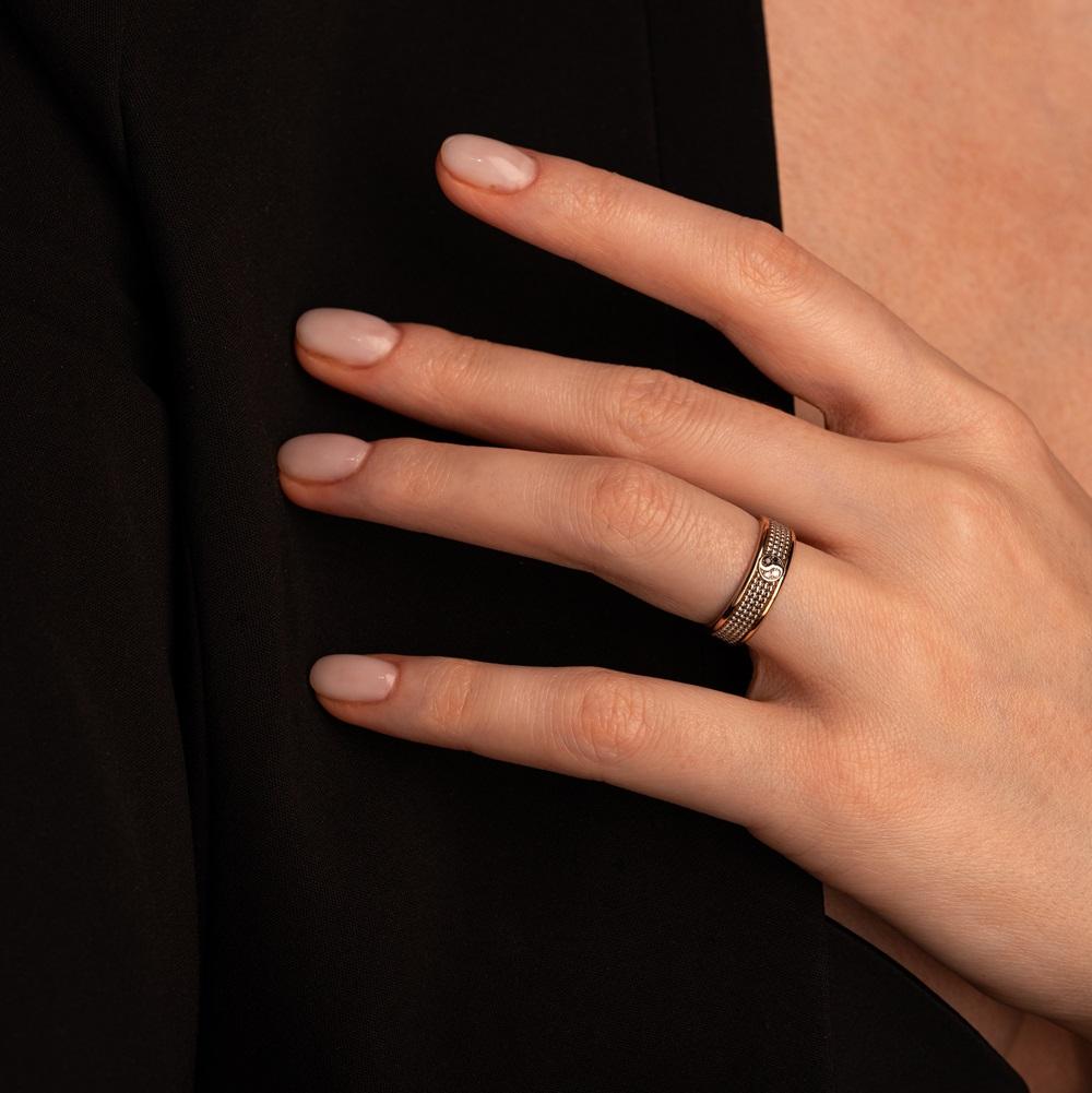 Кольцо комбинированное с бриллиантами 911894ЧБ