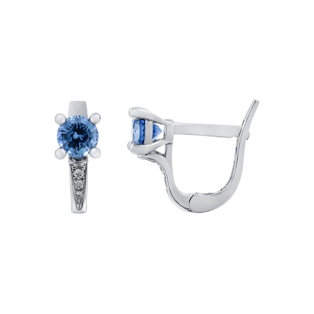 Серьги из белого золота 585 пробы с сапфирами 922734С