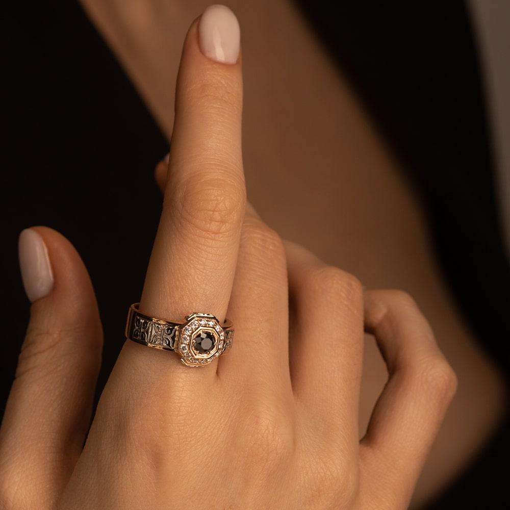 Кольцо из красного и белого золота 911699ЧБ