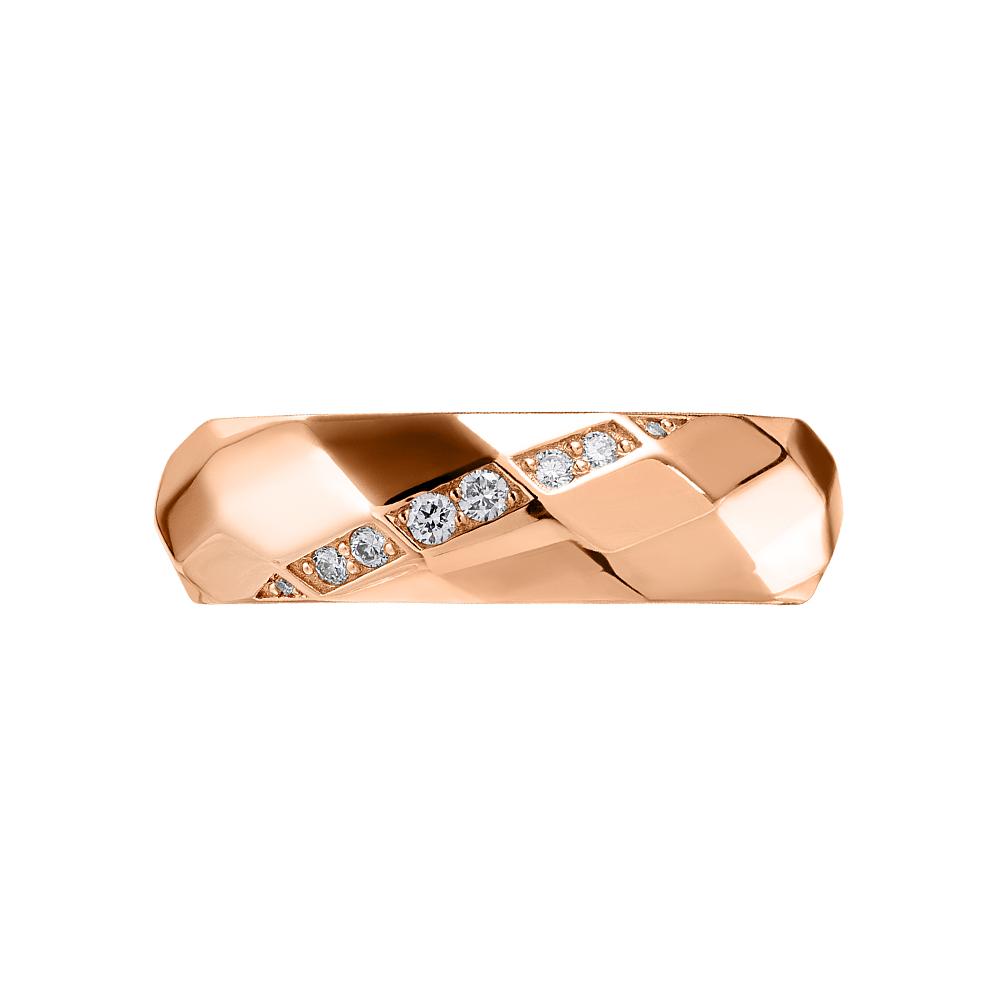 Кольцо из красного золота с бриллиантьами 911669Б