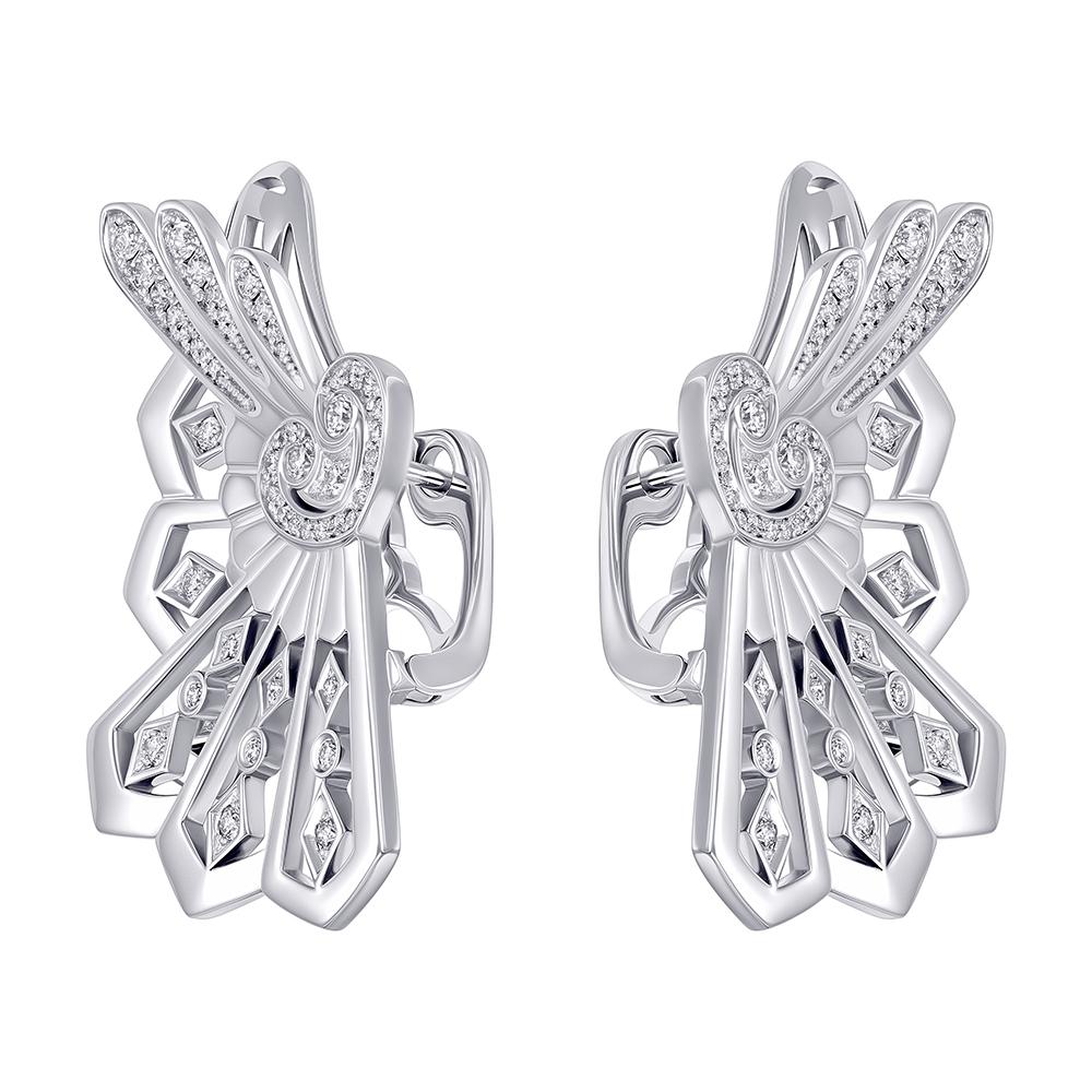 Серьги из белого золота с бриллиантами 922837Б