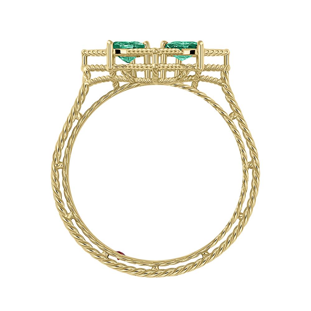 Кольцо из желтого золота с изумрудами и бриллиантами 931923И