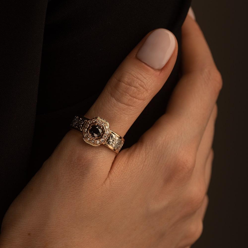 Кольцо из красного и белого золота 911699ЧБ