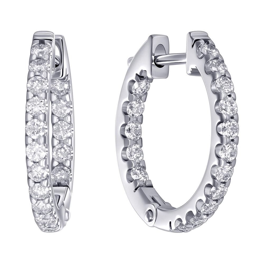 Серьги-конго из белого золота с бриллиантами 922447Б