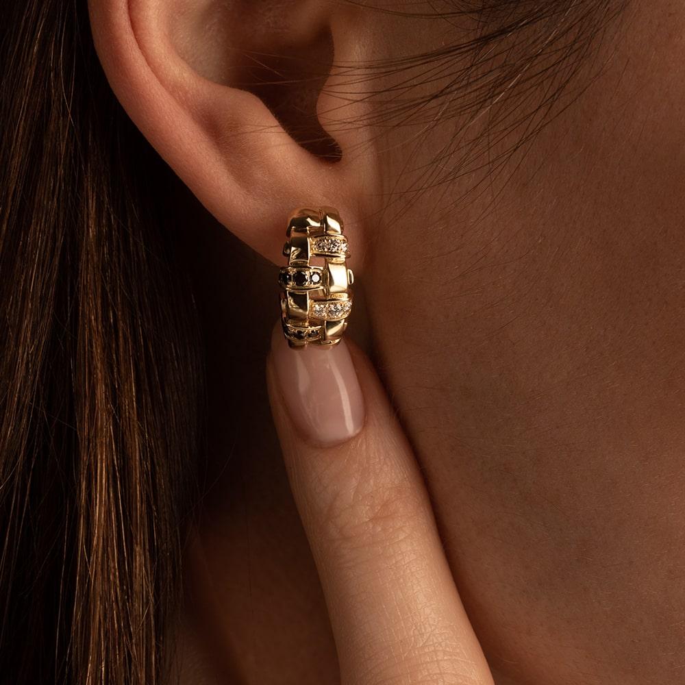 Серьги из желтого золота 585 пробы с бриллиантами 932790ЧБ