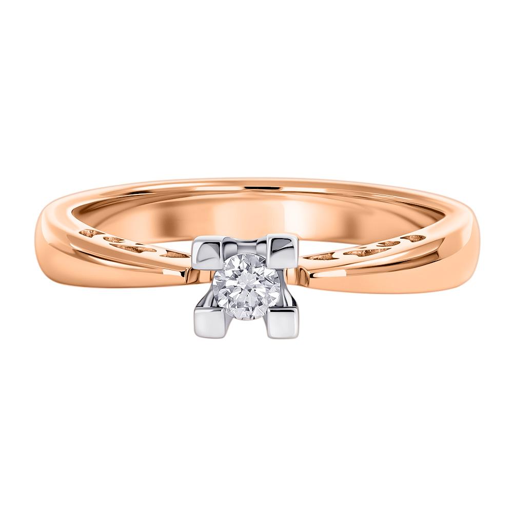 Кольцо из красного и белого золота с бриллиантом 911890Б