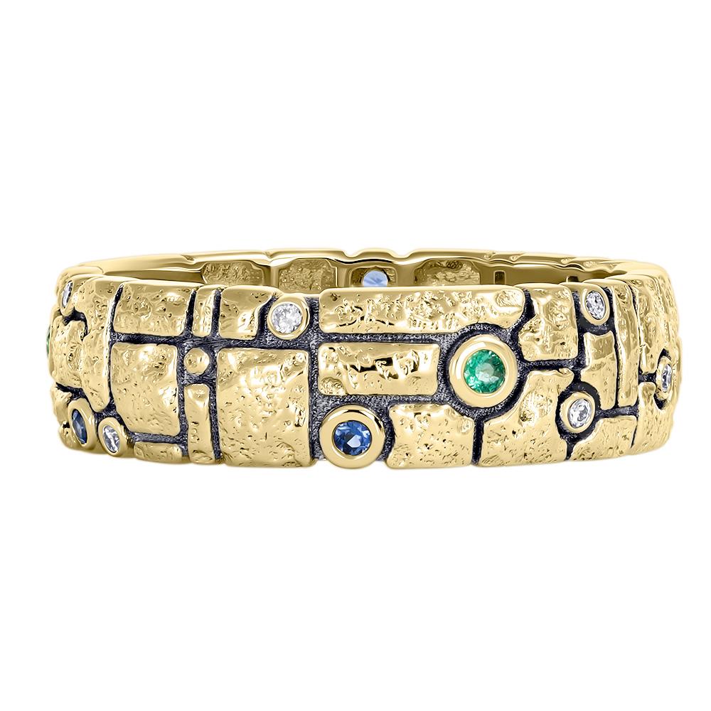 Кольцо из желтого золота с бриллиантами и самоцветами 9311070К