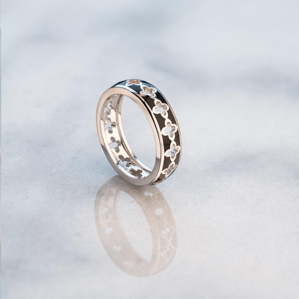 Кольцо из белого золота 585 пробы с эмалью 921521