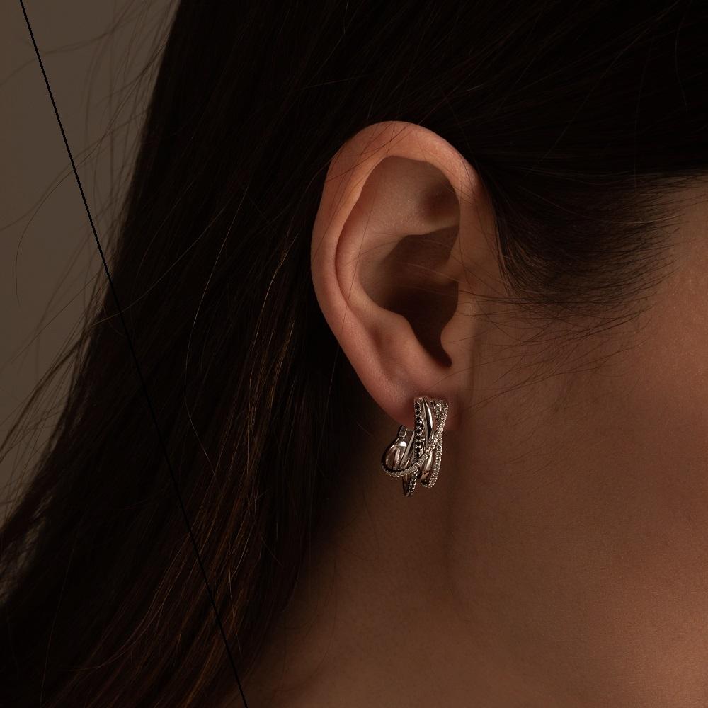 Серьги из белого золота 585 пробы с бриллиантами 922758ЧБ