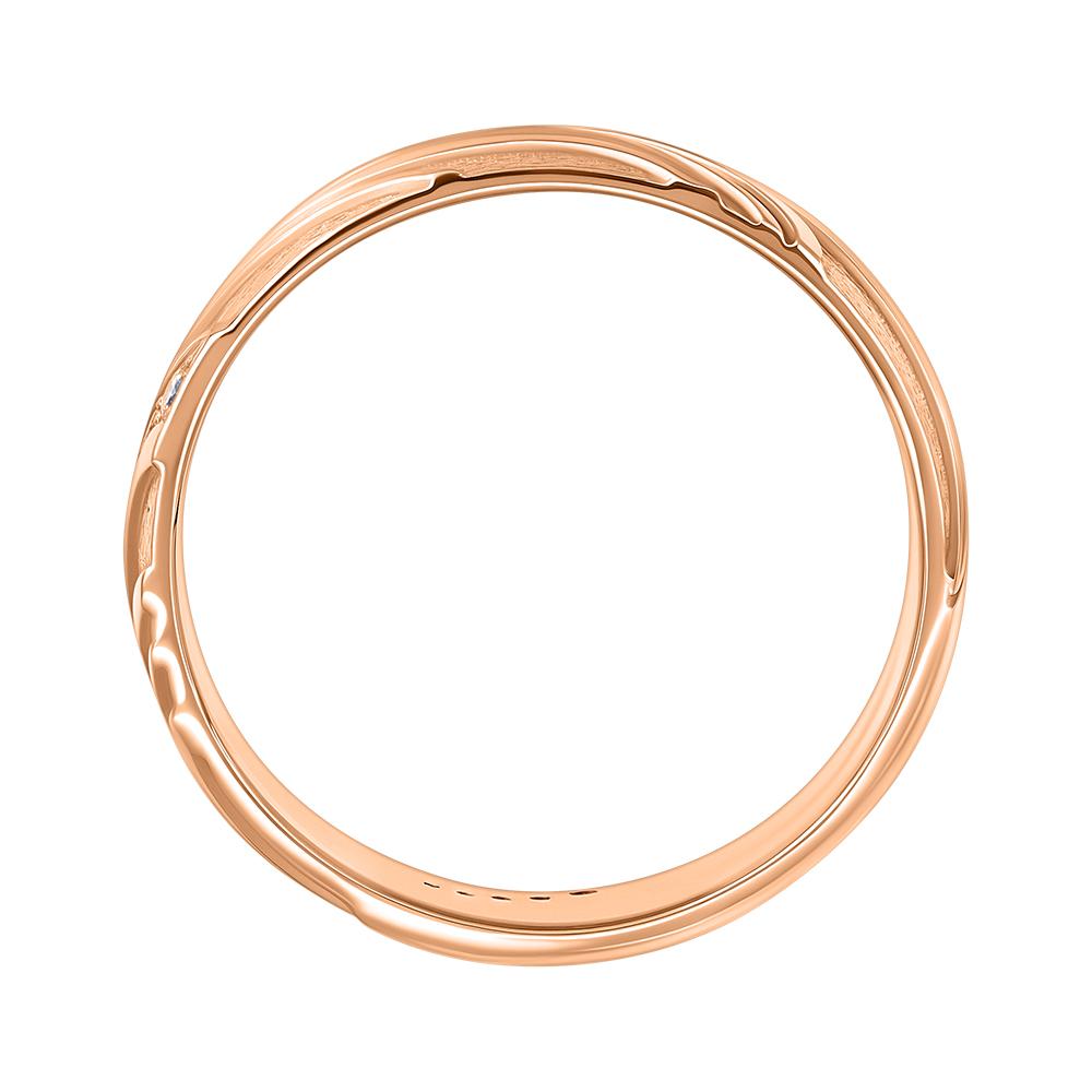 Фактурное кольцо из красного золота с бриллиантами 911742Б