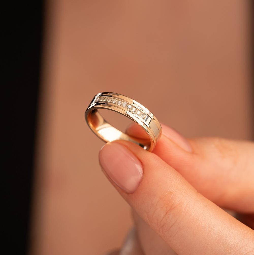 Обручальное двухсплавное кольцо (синтеринг) с бриллиантами 452-110-992