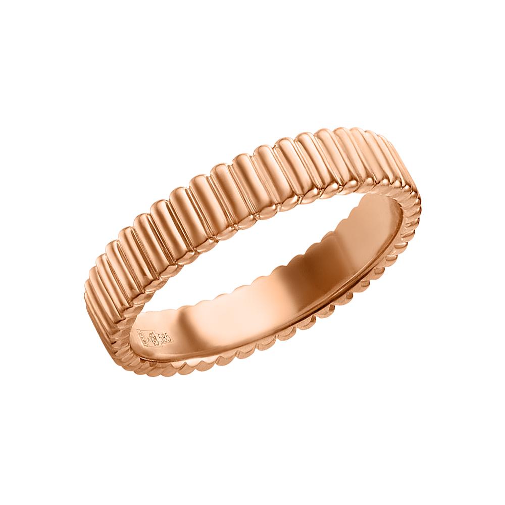 Кольцо из красного золота 585 пробы фактурное 911479-3