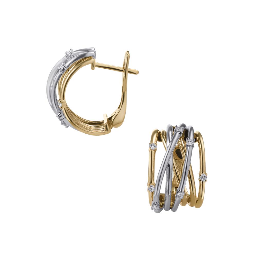 Серьги из желтого и белого золота 585 пробы с бриллиантами 932515Б