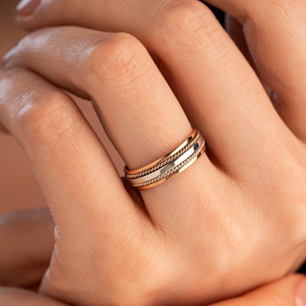 Двухсплавное обручальное кольцо из красного и белого золота 430-000-406 