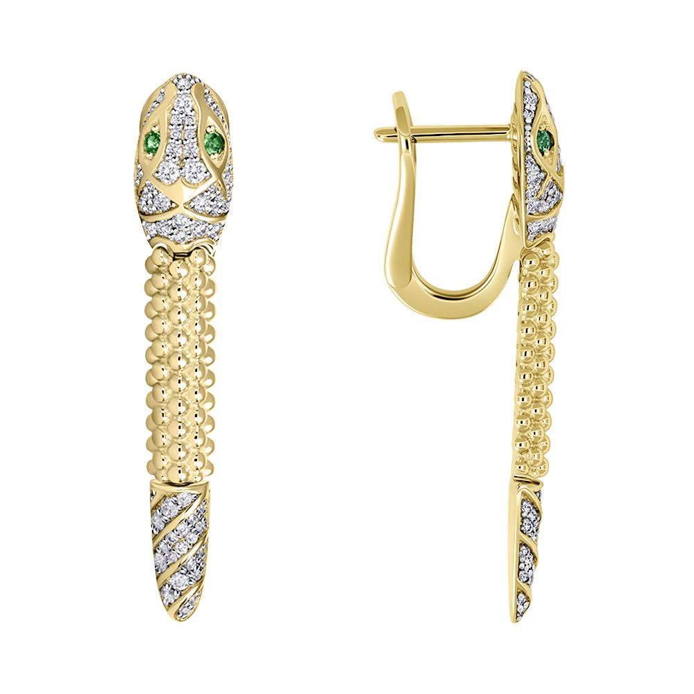 Серьги с изумрудами и бриллиантами 932937И