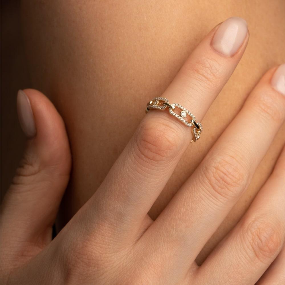 Дизайнерское кольцо из желтого золота 585 пробы с бриллинтами 931822Б