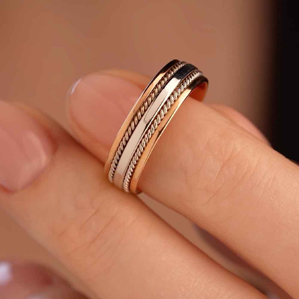 Двухсплавное обручальное кольцо из красного и белого золота 430-000-406 