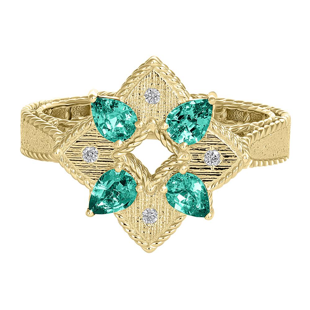 Кольцо из желтого золота с изумрудами и бриллиантами 931923И