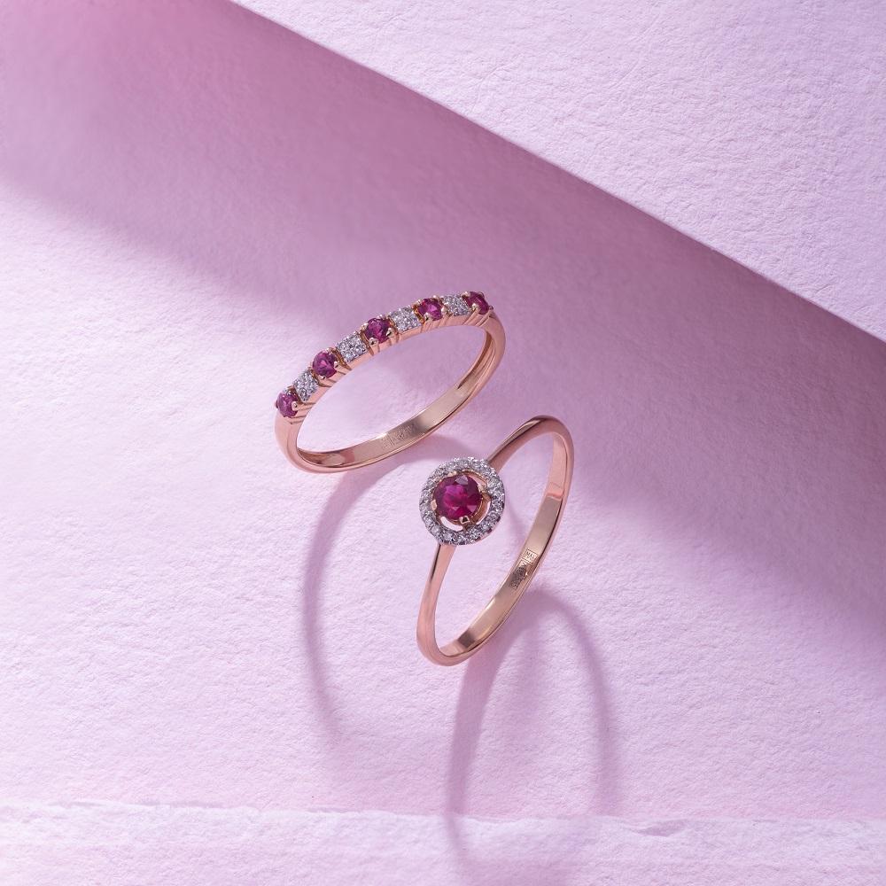 Кольцо с бриллиантами и рубином 911001Р