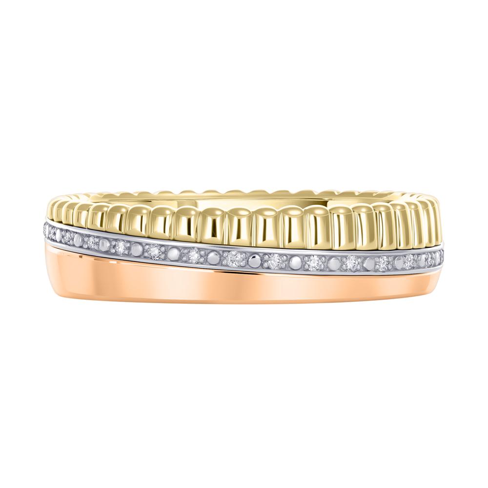 Обручальное кольцо из трех видов золота с бриллиантами 9111012Б